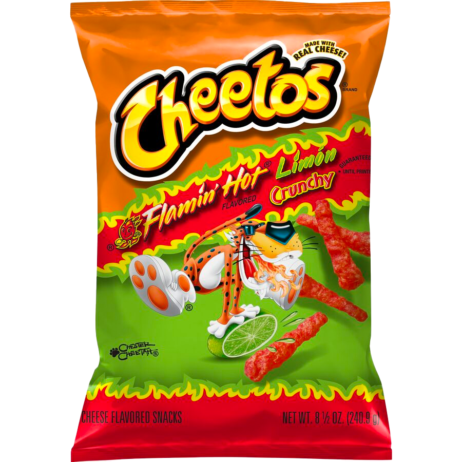 Cheetos Crunchy Flamin Hot Limon Cheese Flavored Snacks 8.5 oz